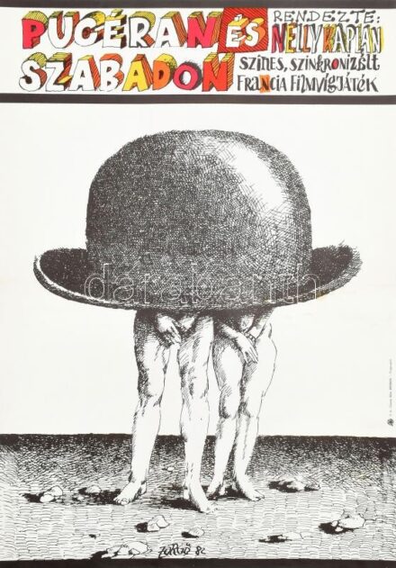 1982 Zörgő János (?-): Pucéran és szabadon, filmplakát, hajtva, néhány kis folttal, 59x41,5 cm