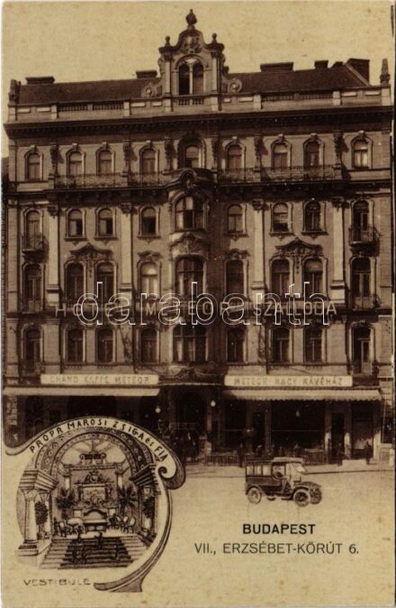 Budapest VII. Marosi Zsiga és fia Meteor szálloda és nagy kávéház, Vestibule, belső. Erzsébet körút 6. (Rb)