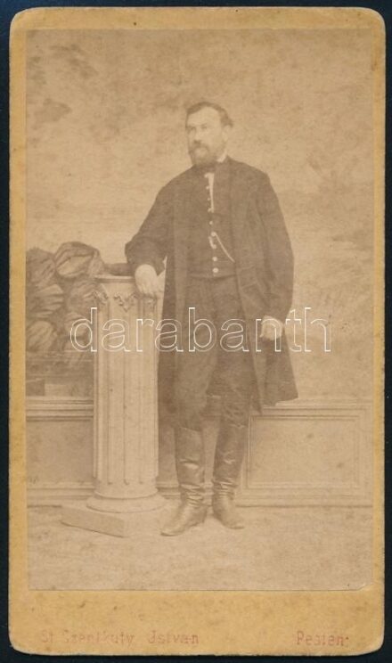 cca 1870 Szabadházy Andor (1828-1896), keményhátú fotó Szentkuty István budaörsi műterméből, 10,5×6,5 cm