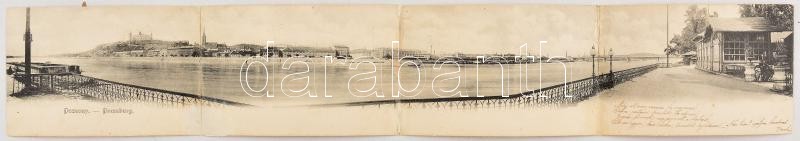 1903 Pozsony, Pressburg, Bratislava; 4-részes kihajtható panorámalap. Verlag 'Bediene dich allein' / 4-tiled folding panoramacard (r)