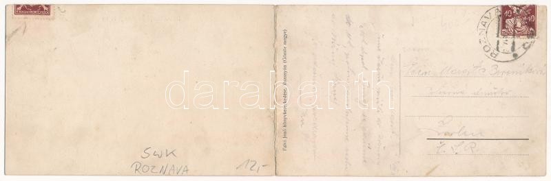 1921 Dobsina, Dobschau; Dobsinai jégbarlangi telep. Falvi Jenő kiadása. Kihajtható panorámalap / general view near the ice cave. Folding panoramacard (hajtásnál szakadt / torn at fold) - Image 2