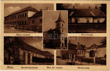 1944 Kolta, Koltha, Koltovjec; Állami népiskola, Római katolikus templom, Jaross kastély, Szombathelyi kastély, Kürthy kastély / school, Catholic church, castles (EK)