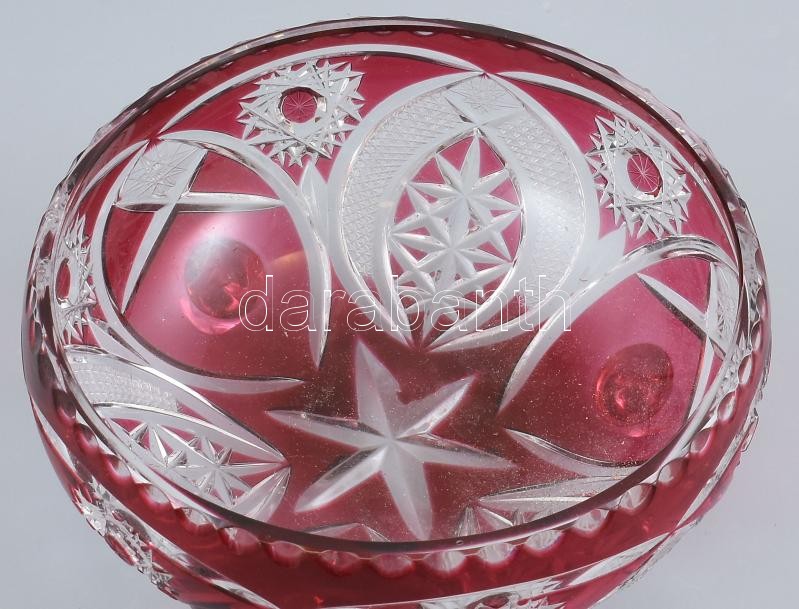 Csiszolt ólomkristály tál, két rétegű, jelzés nélkül, hibátlan, d:23 cm - Image 2
