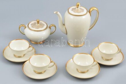 Rosenthal 4 személyes mokkáskészlet, aranyozott porcelán, jelzett, hibátlan.