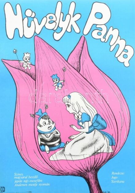 1983 Hüvelyk Panna, japán mesefilm, rendezte: Jugo Szerikava, filmplakát, BKKM Mozi Rota, hajtva, 46,5x33 cm