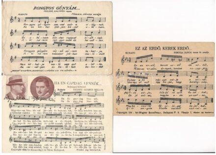 3 db RÉGI magyar kottás zenés képeslap / Hungarian music sheets - 3 pre-1945 postcards