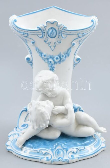 Puttós váza, porcelán, jelzett, hibátlan, m: 19cm
