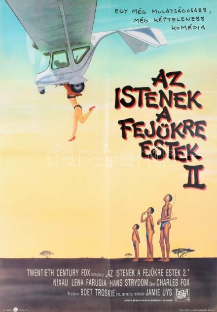 1989 Az istenek a fejükre estek II., nagyméretű filmplakát, moziplakát, MOKÉP, hajtva, 81x56,5 cm
