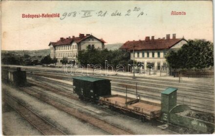 1908 Budapest XI. Kelenföld vasútállomás. Özv. Chvála Józsefné kiadása (fl)