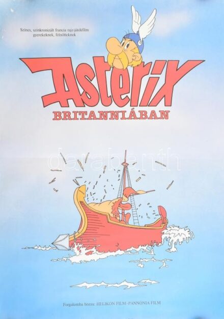 1988 Asterix Britanniában, nagyméretű filmplakát, moziplakát, Helikon Film-Pannónia Film, feltekerve, kis sérülésekkel, 83x59 cm