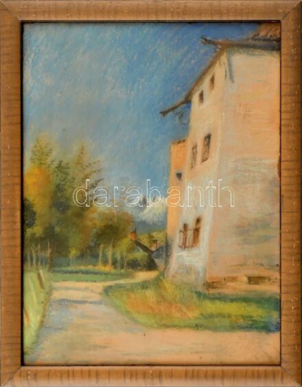 Jelzés nélkül: Felvidéki táj. Pasztell, papír, üvegezett fakeretben, 31×23 cm