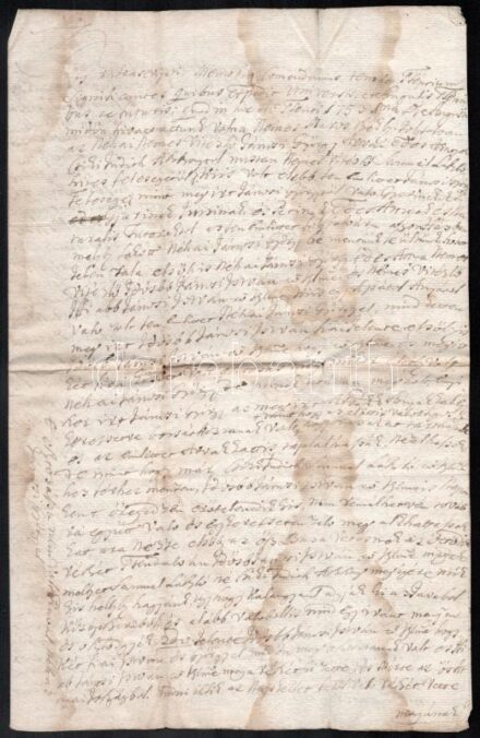 1753 Marosszéki ülnökök magyar nyelvű tanúságlevele néhai Jánosi György árvái és hagyatéka ügyében, kis sérüléssel, aláírásokkal, rányomott viaszpecsétekkel / 1753 A testimony written by Szekler noble assessors from Scaunul