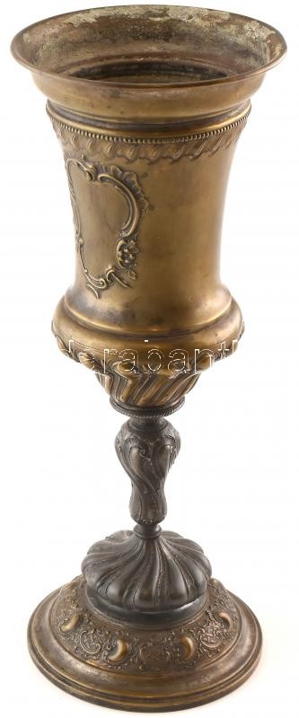 Alpakka serleg, kopott, kopott vésettel, m: 36cm