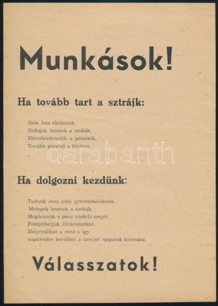 1956 Munkások sztrájk ellenes röplap