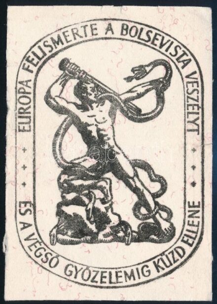 cca 1943 Német szovjetellenes propaganda grafikával ellátott itatós papír. 10x16 cm