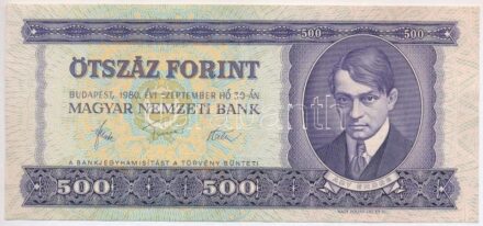 1980. 500Ft 'E 578 058008' T:III szép papír Adamo F42