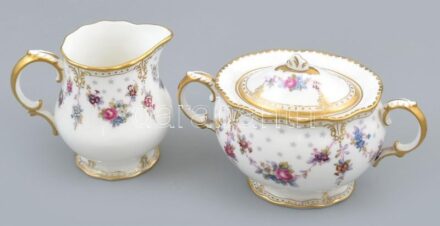 Royal Antoinette angol cukortartó és tejszín kiöntő matricás porcelán, jelzett, hibátlan.