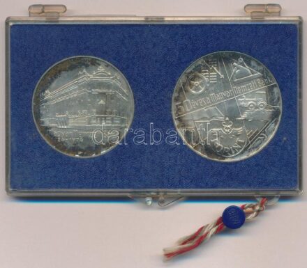 1974. 50Ft Ag '50 éves a Magyar Nemzeti Bank' + 100Ft Ag '50 éves a Magyar Nemzeti Bank' eredeti 'MNB' műanyag tokban T:BU patina Adamo EM44, EM45