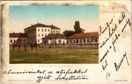 1902 Marosvásárhely, Targu Mures; M. kir. 9. honvéd huszárlaktanya. Raichardsperg J. és Társa kiadása. Hajdú Sándor felvétele / K.u.K. military hussar barracks (EK)
