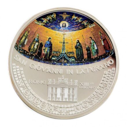 Cook-szigetek 2014. 5$ Ag 'Lateráni bazilika' részben festett érme, kapszulában, dísztokban T:PP Cook Islands 2014. 5 Dollars Ag 'San Giovanni in Laterano' partially colored coin in capsule and display case C:PP