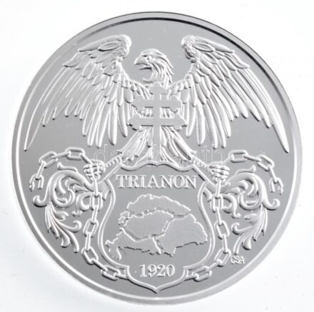 Csontos Attila ( - ) 'Trianon 1920 - Őrvidék, Felvidék, Délvidék, Erdély, Hungária' peremen jelzett, sorszámozott '946/1920', Ag emlékérem, dísztokban (31,41g/0.999/33mm) T:1