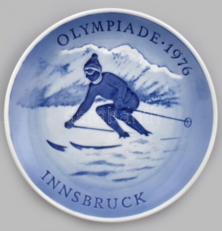 1976 Innsbruck téli olimpia jelzett porcelán dísztányér matricás hibátlan 18cm