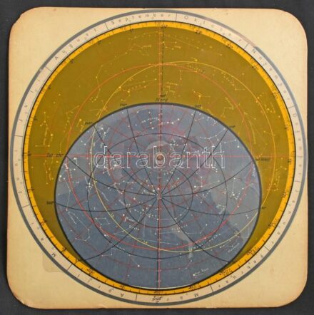 cca 1960-1970 Die Schulwandkarte der nördliche Sternhimmel / Az északi égbolt csillagképei, forgatható, német nyelvű, 24,5x24,5 cm
