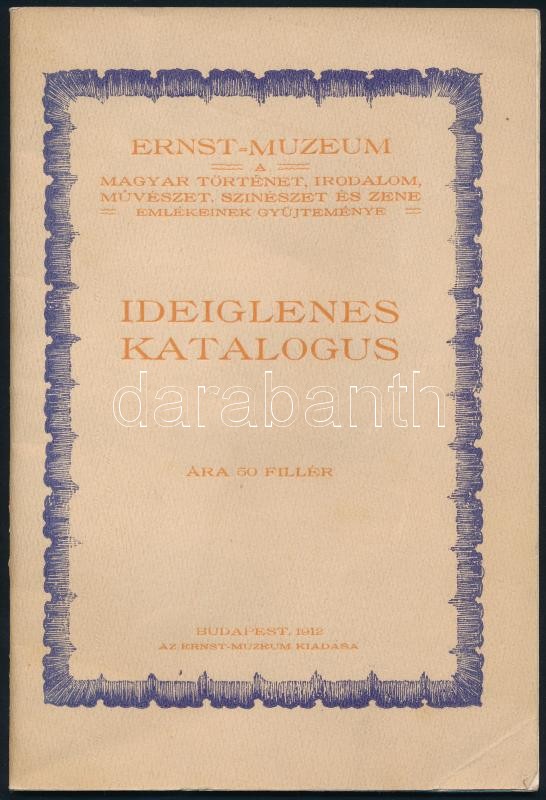 1912 Ernst múzeum ideiglenes katalógus 42p.