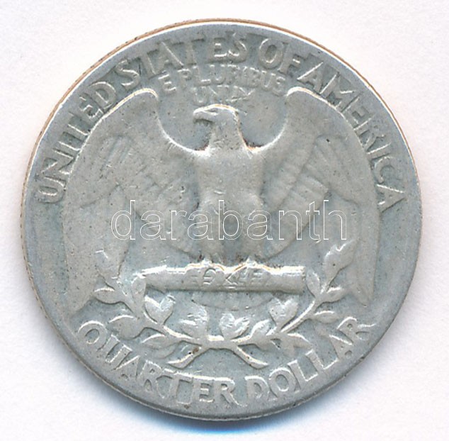 Amerikai Egyesült Államok 1945. 25c Ag T:2- patina, kis ph USA 1945. 25 Cents Ag C:VF patina, small edge error Krause KM#164 - Image 2