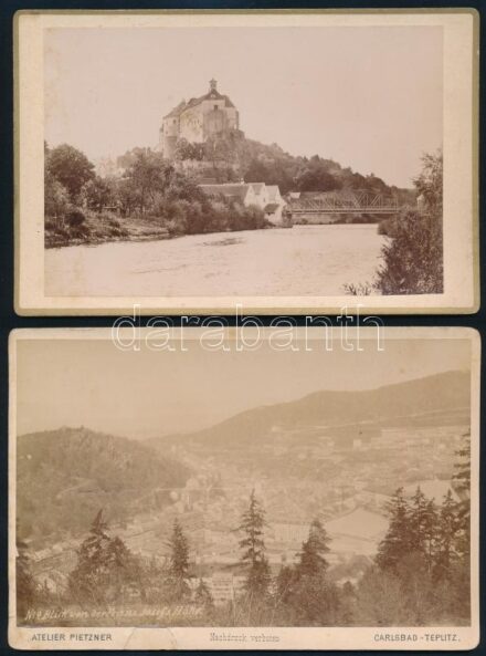 cca 1890 4 db városképes kabinetfotó 16x11 cm