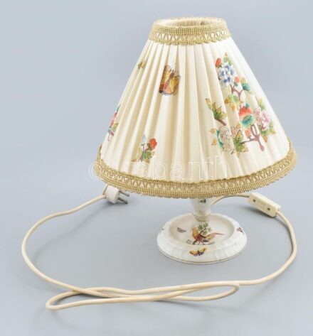 Herendi fácános porcelán lámpa, búrával, sérült, ragasztott, jelzett, m: 33cm