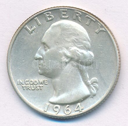 Amerikai Egyesült Államok 1964D 25c Ag T:2,2- patina, kis ü. USA 1964D 25 Cents Ag C:XF,VF patina, small ding Krause KM#164