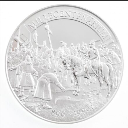 Bognár György (1944-) 1996. 'Millecentenárium' Ag emlékérem, kapszulában, dísztokban (15,71g/0.999/42,5mm) T:PP