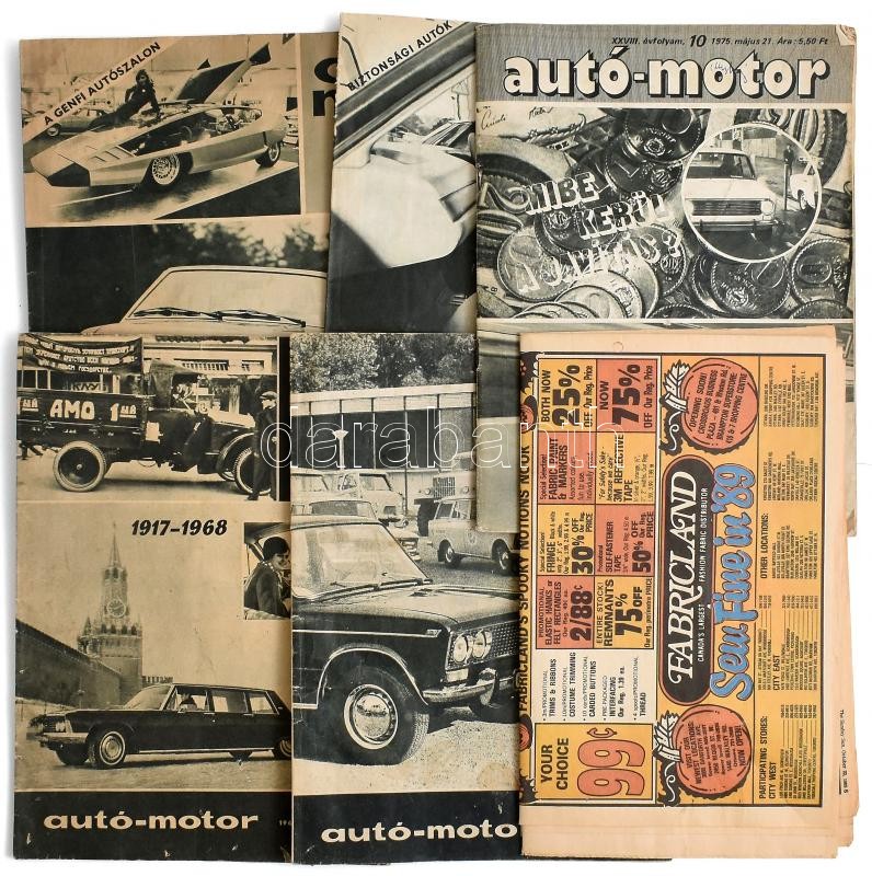 1968-1975 Autó-motor 6 száma + The Sunday Sun Comics képregényújság 1989. okt. 22. száma