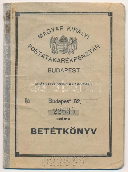 1935-1942. 'Magyar Királyi Postatakarékpénztár' betéti könyve, bejegyzésekkel