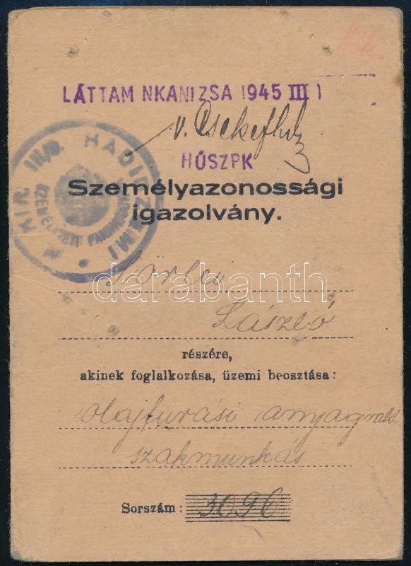 1943 Fényképes személyazonossági igazolvány a M. Kir. III/9. hadiüzemi parancsnokságtól, Nagykanizsa - Image 2