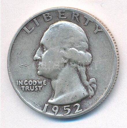 Amerikai Egyesült Államok 1952. 25c Ag T:2- patina, kis ph, karc USA 1952. 25 Cents Ag C:VF patina, small edge error, scratch Krause KM#164