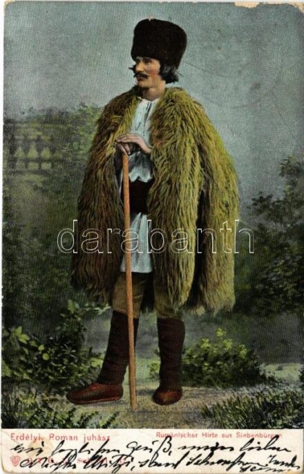 1907 Erdélyi román juhász. D.T.C.L. Serie 301. 12. / Rumänischer Hirte aus Siebenbürgen / Romanian shepherd from Transylvania (EK)
