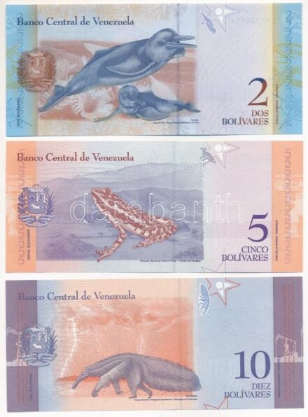 Venezuela 2012. 2B + 2018. 5B + 10B T:I Venezuela 2012. 2 Bolivares + 2018. 5 Bolivares + 10 Bolivares C:UNC