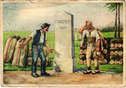 1938 Trianon 1920. Szegény testvérünknek száz a baja, búja: Hiányzik cserébe a jó magyar búza! Kiadja a Magyar Nemzeti Szövetség, Magyar Földrajzi Intézet rt. / Hungarian irredenta propaganda s: Köves (szakadások / tears)