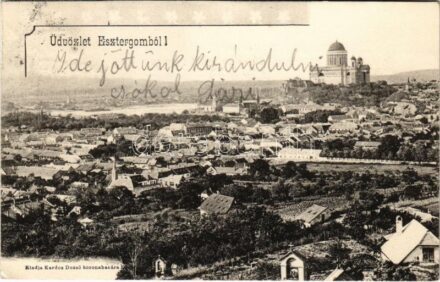 1905 Esztergom, látkép, Bazilika. Kardos Dezső kiadása (EK)