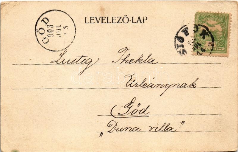 1903 Siófok, Vasútállomás. Scharcz Bernát kiadása. Art Nouveau (EK) - Image 2