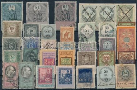 34 db régi osztrák és magyar okmánybélyeg