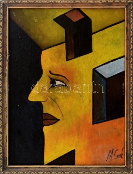 M Czok jelzéssel: Portré. Olaj, karton, fakeretben, 30×22 cm