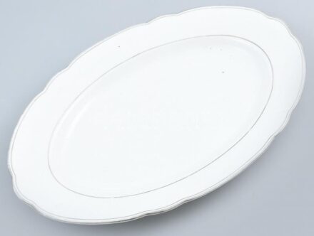 Lechscherzer porcelán sültes tál. Jelzett, kopott. 39x27 cm