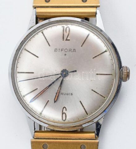 Bifora 17 köves női karóra, fém szíjjal, mechanikus szerkezettel, nem jár, d: 32 mm