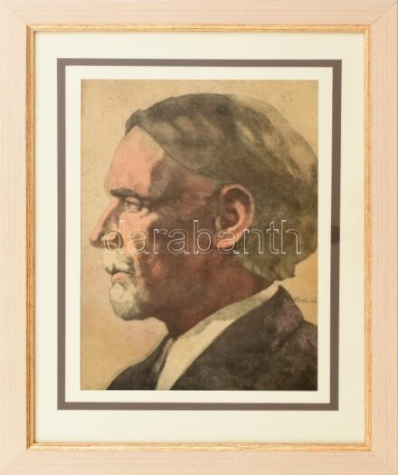 Dekoratív üvegezett fakeret, benne Kodály Zoltán nyomattal, 39x29cm