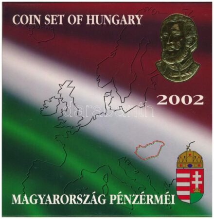 2002. 1-100Ft (7xklf) + 100Ft 'Kossuth' forgalmi sor szettben, belső tok ragasztása kissé elengedett T:PP patina Adamo FO35.1