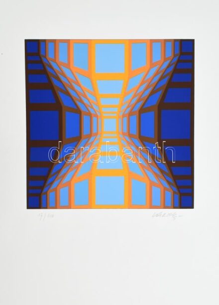 Vasarely Victor (1908-1997): Vega 4. Szitanyomat, papír, jelzett, számozott (47/110). Az 1985-ben a Helikon Kiadónál megjelent mappából. 35×35 cm