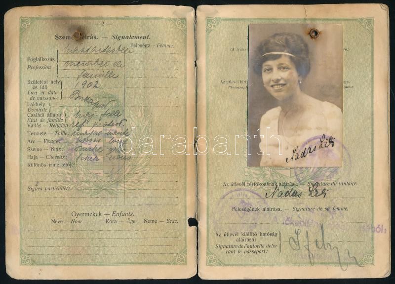 1927 Régi útlevél megviselt állapotban hátlap nélkül
